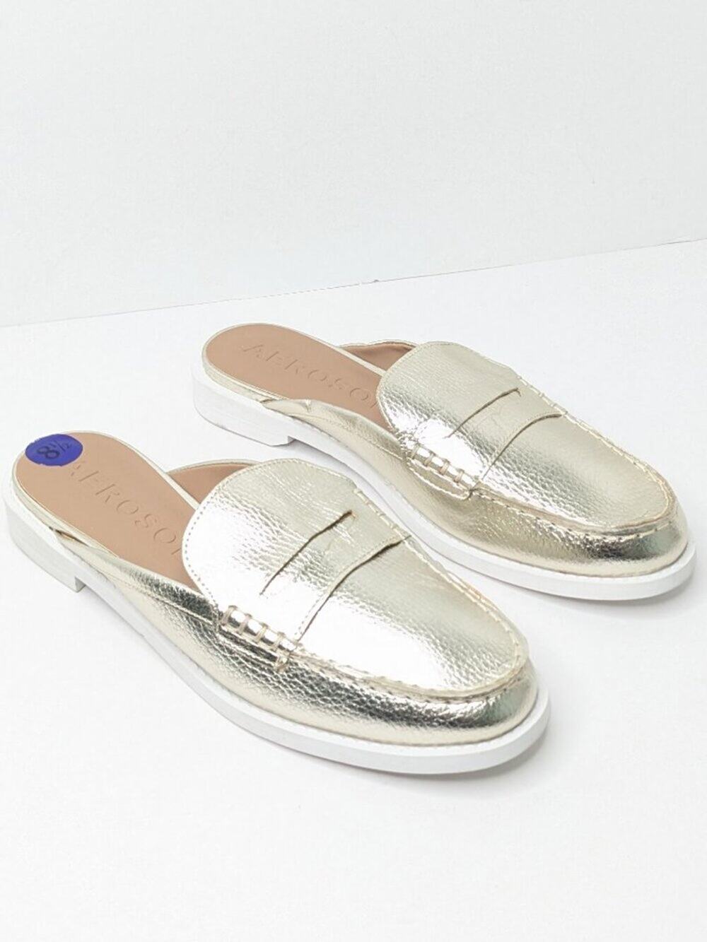 Aerosoles Sally Mule Loafers Gold Women's 8.5